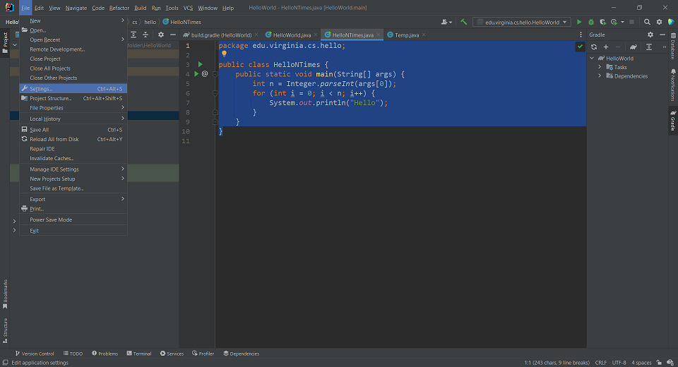 Showing where the Project Structure windows is in IntelliJ